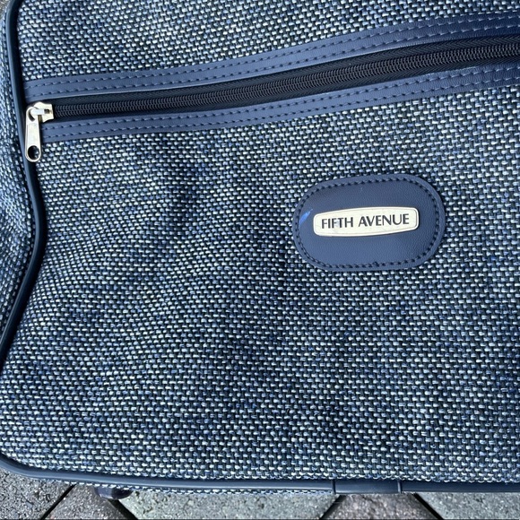 Vintage, Navy Blue Over Night Luggage with Strap - Picture 2 of 7